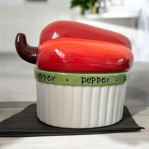 Judy Phipps Red Bell Pepper Covered Baking Dish Certified International 2 Pc Kit
